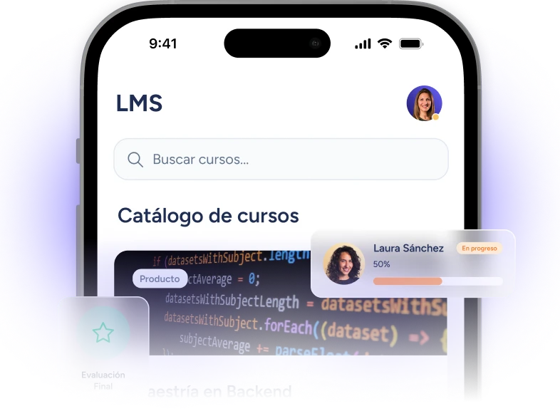 Interfaz del LMS de Sesame HR