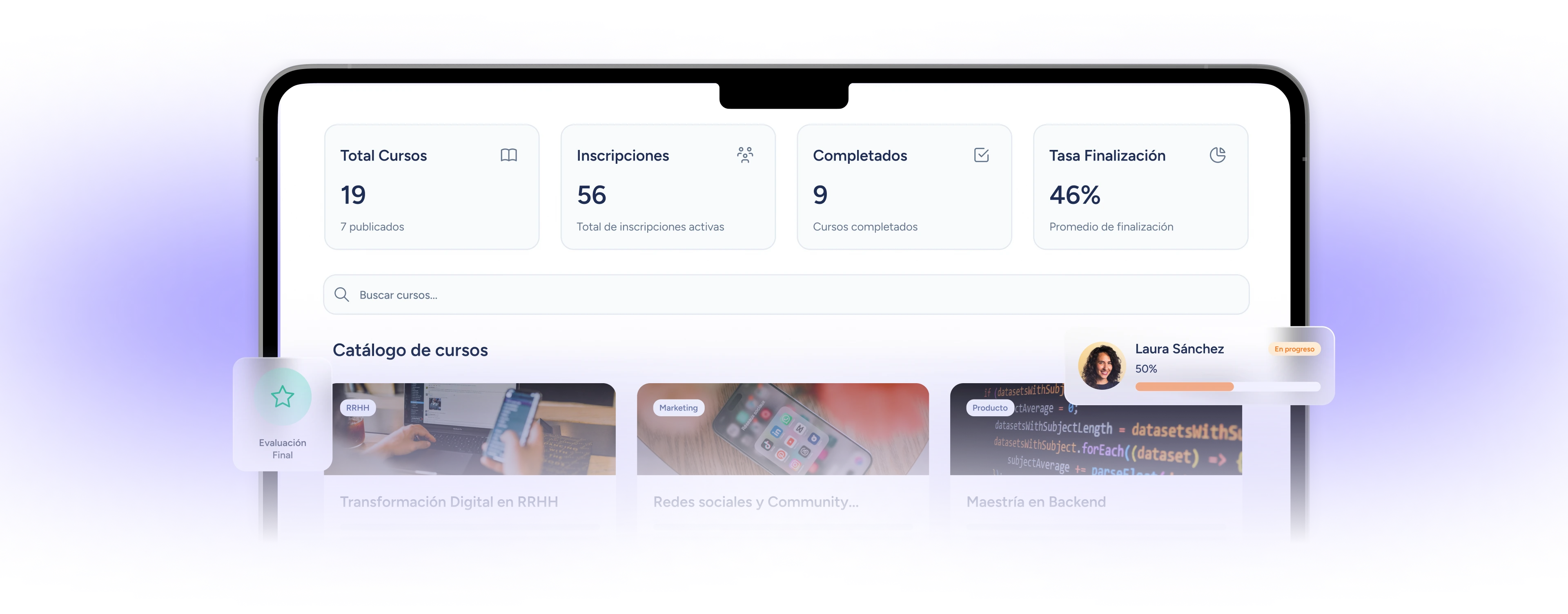 Interfaz del LMS de Sesame HR