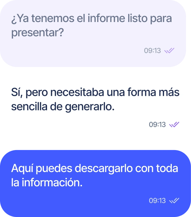 Conversación sobre un informe listo para presentar
